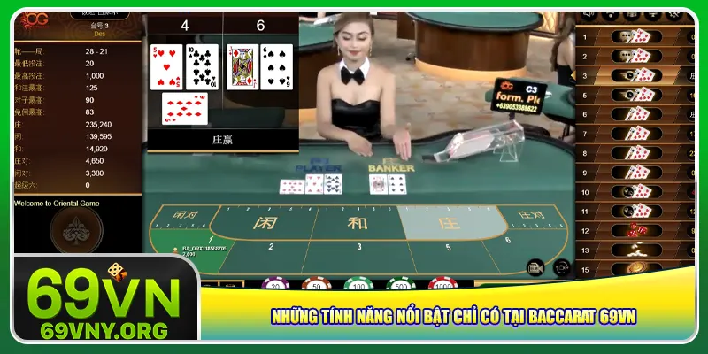 Những tính năng nổi bật chỉ có tại Baccarat 69vn